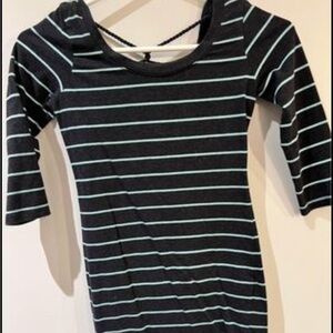 Navy blue striped mini dress